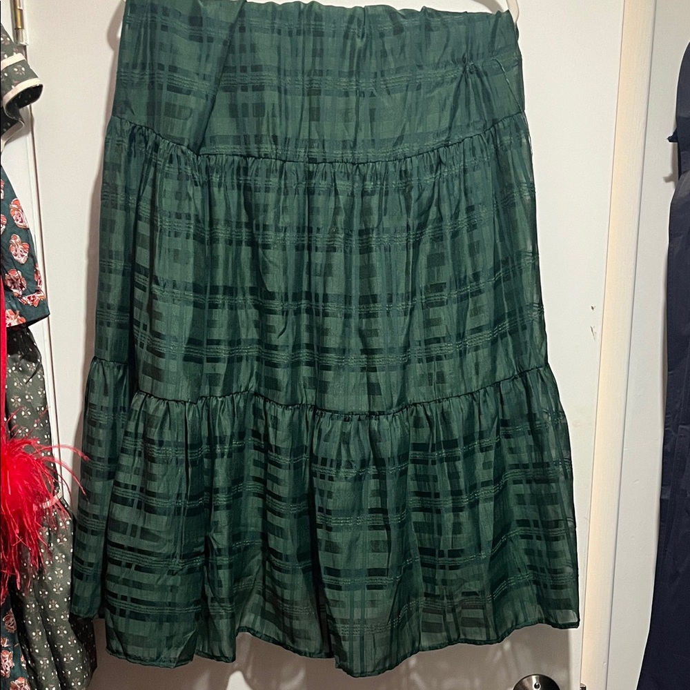 Chic Dark Green Plaid A-Line Skirt